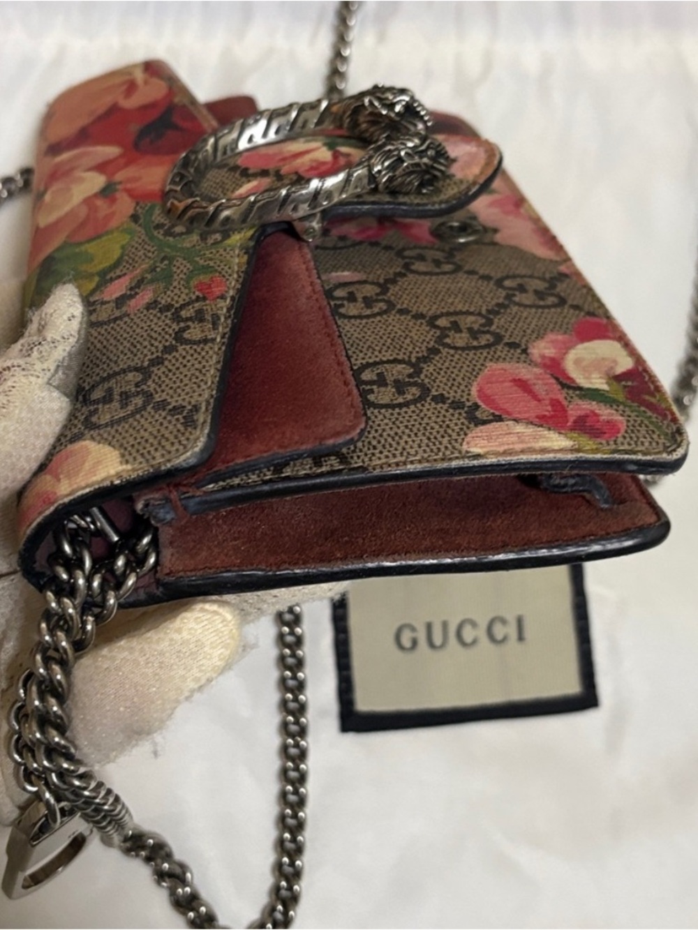 GG Supreme Monogram Blooms Super Mini Dionysus Shoulder Bag Beige Multicolor - Picture 13 of 16